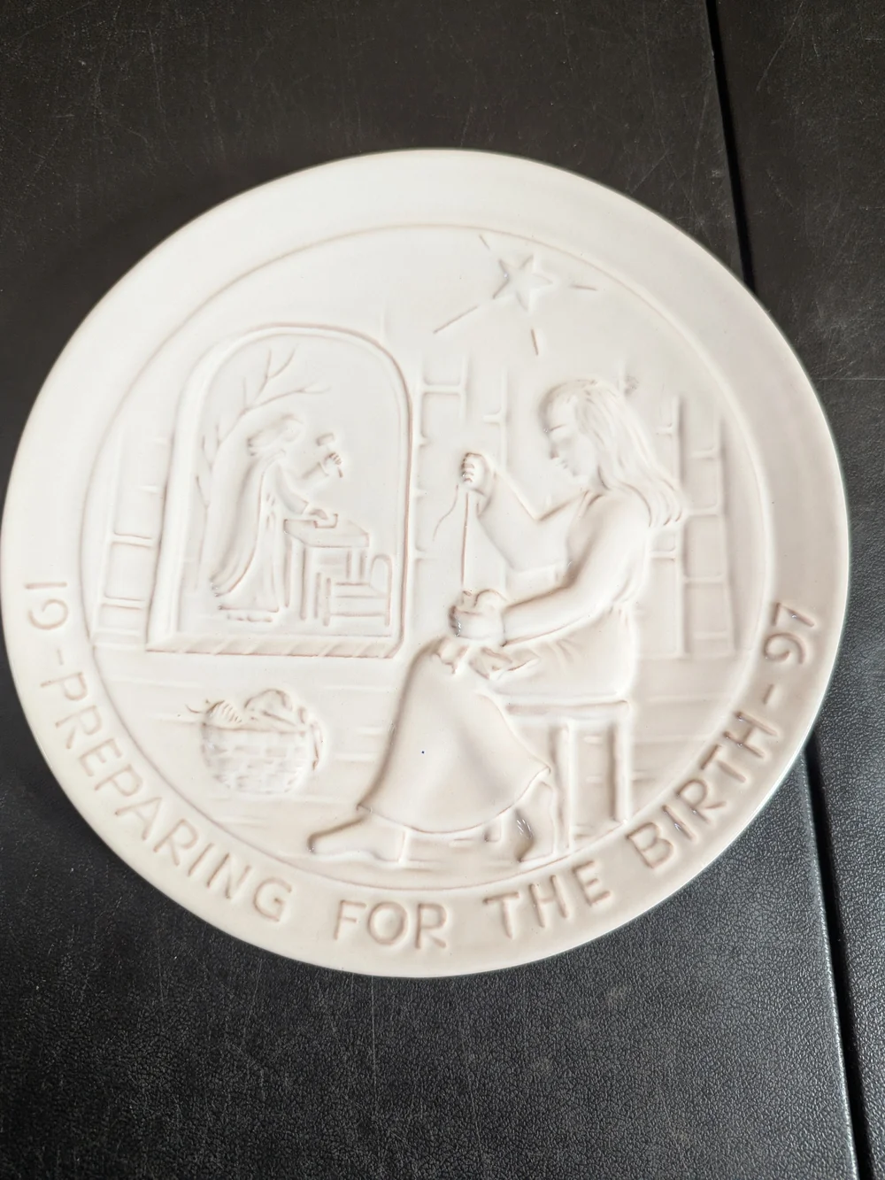 Frankoma White Ceramic Nativity Wall Plaque